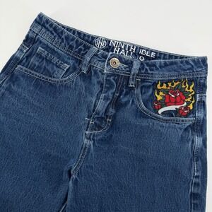 Ninth Idle Hall Mens Size 30 X 30 Blue Denim Jeans Embroidered Dragon Tiger Rose